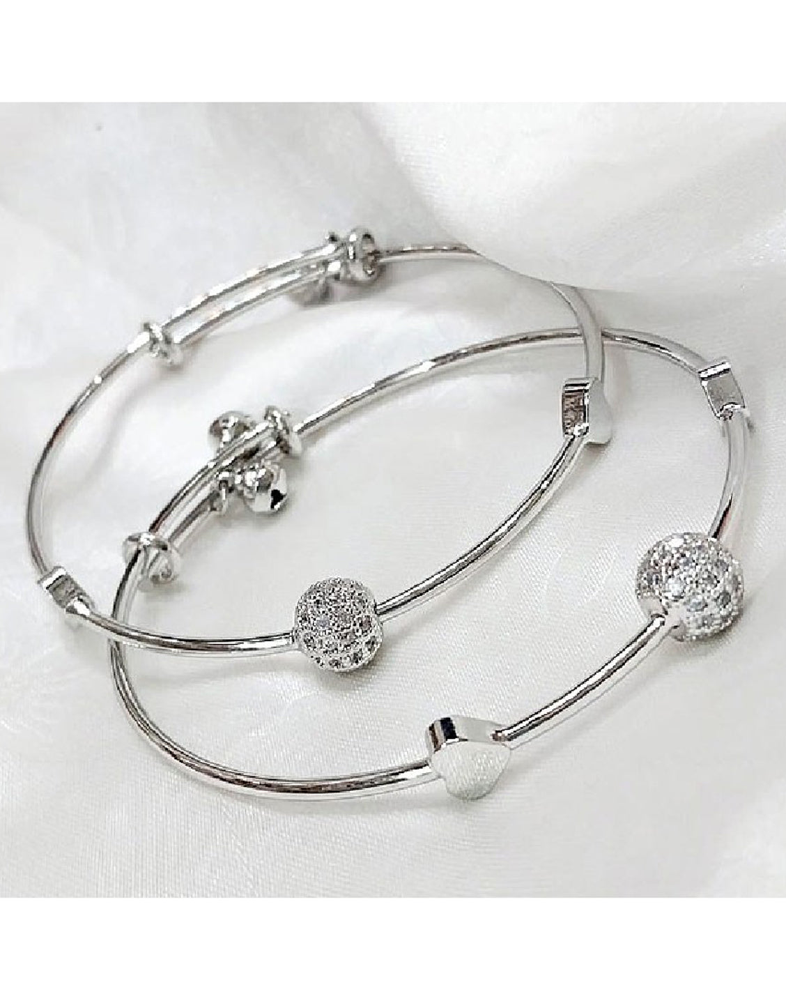 Pair of Adjustable Silver Bracelet Kara for Women