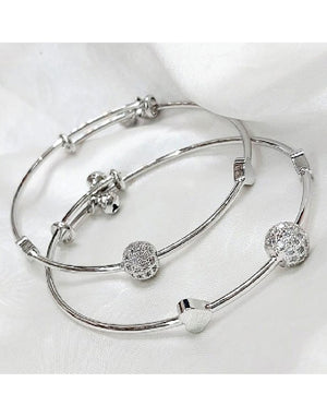 Pair of Adjustable Silver Bracelet Kara for Women