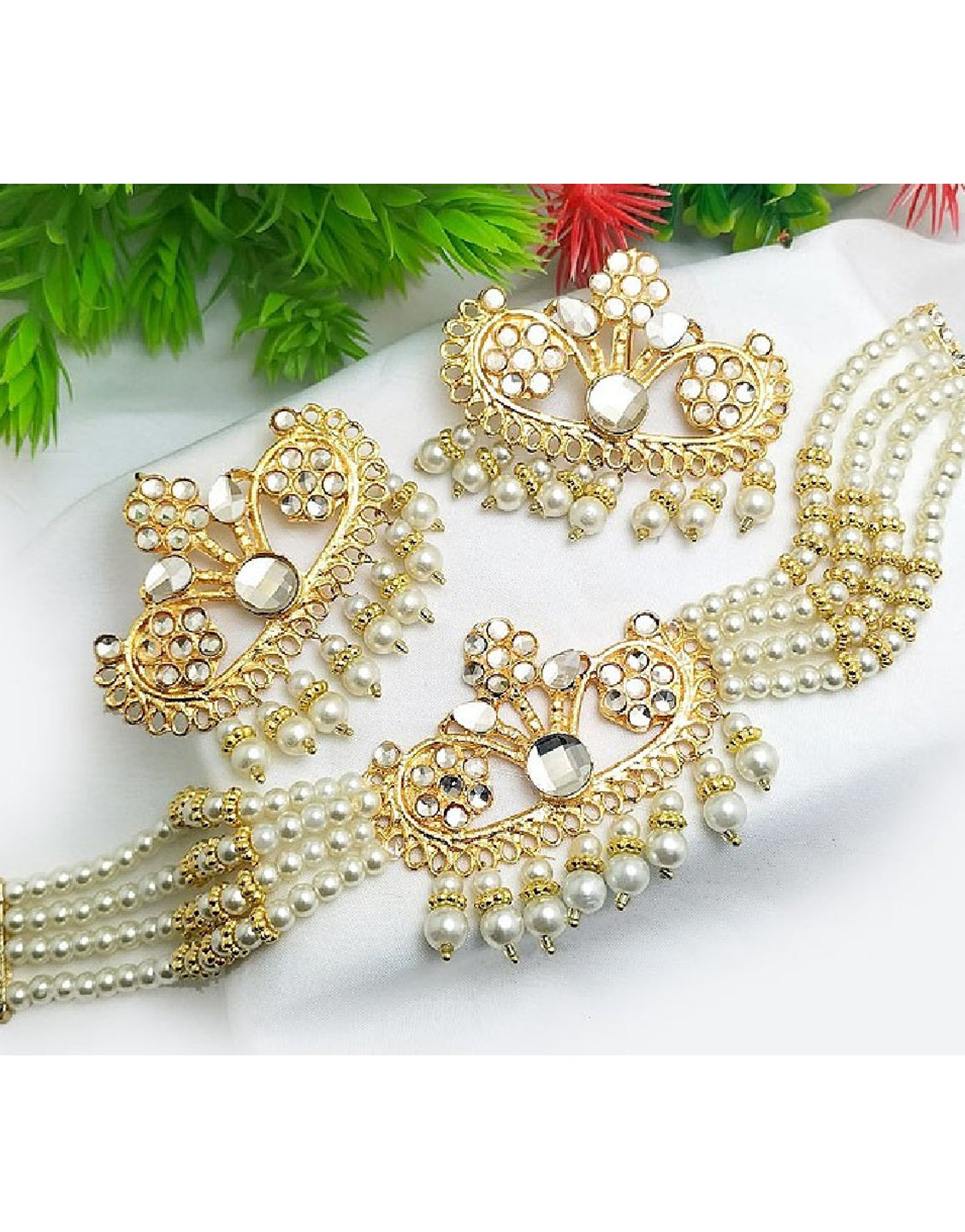 Turkish Crown Shape Choker Set with Earrings