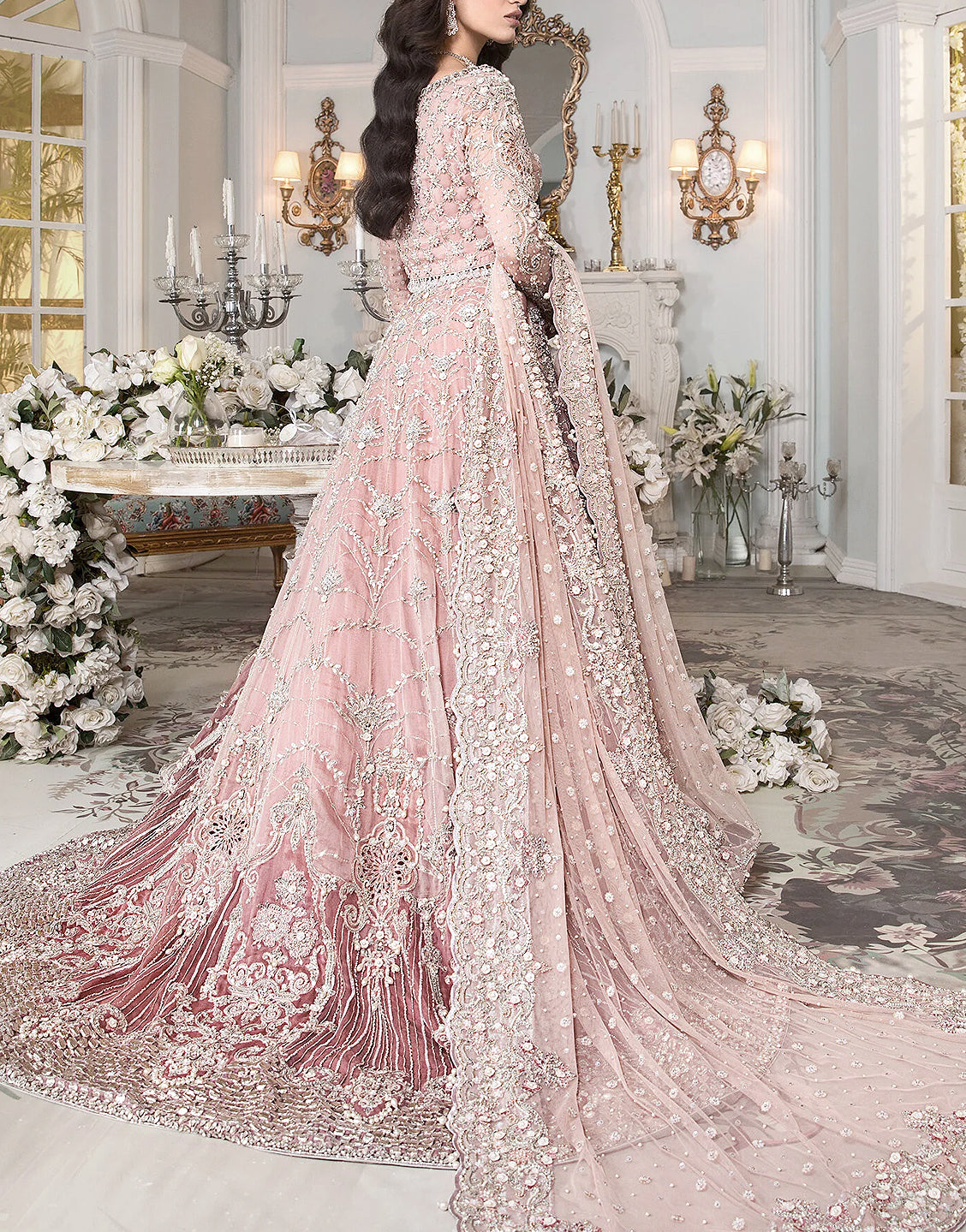 Fabulous Handwork with Heavy Embroidery Net Bridal Maxi Dress