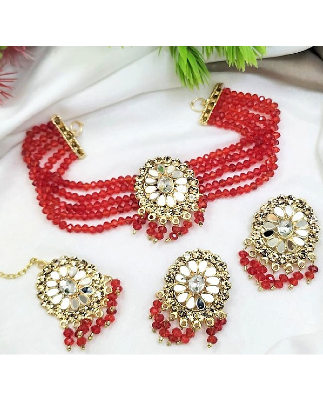 Indian Farshiya Choker Set with Tika