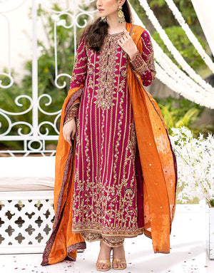 Luxury Heavy Embroidered Chiffon Wedding Dress 