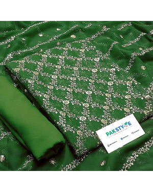 Heavy Embroidered Chiffon Party Wear Dress 2024 with Embroidered Chiffon Dupatta