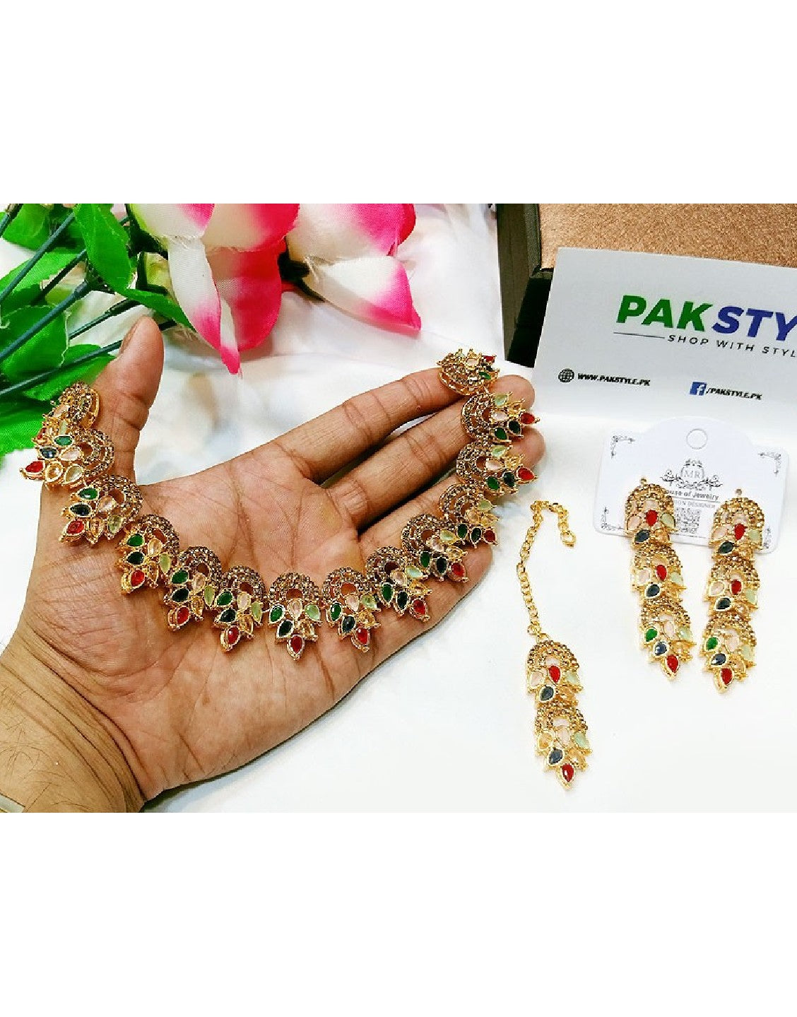 Indian Style Zircon Studded Party Wear Jewellery Set