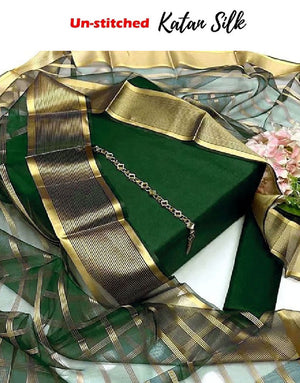 Banarsi Style Katan Silk Dress with Lining Organza Dupatta