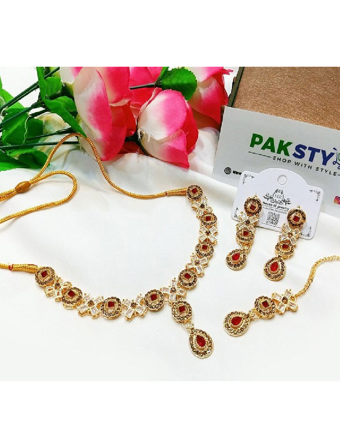 Indian Style Zircon Studded Party Wear Jewellery Set