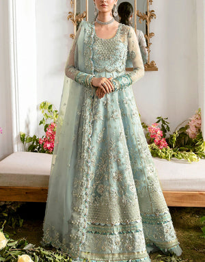 Luxurios Heavy Handwork Embroidered Organza Bridal Maxi Dress