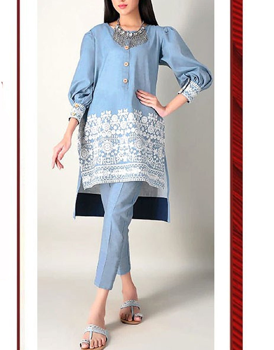Adorable 2-Piece Embroidered Lawn Dress 2024