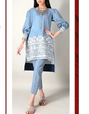 Adorable 2-Piece Embroidered Lawn Dress 2024