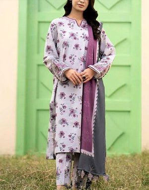 Digital All-Over Floral Print Lawn Dress with Lawn Dupatta