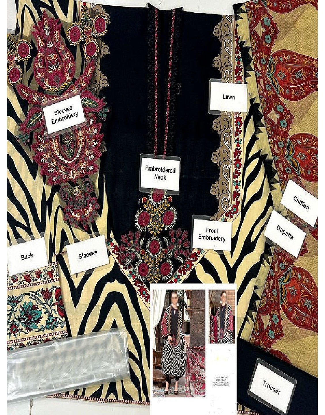 Trendy Embroidered Lawn Dress with Chiffon Dupatta