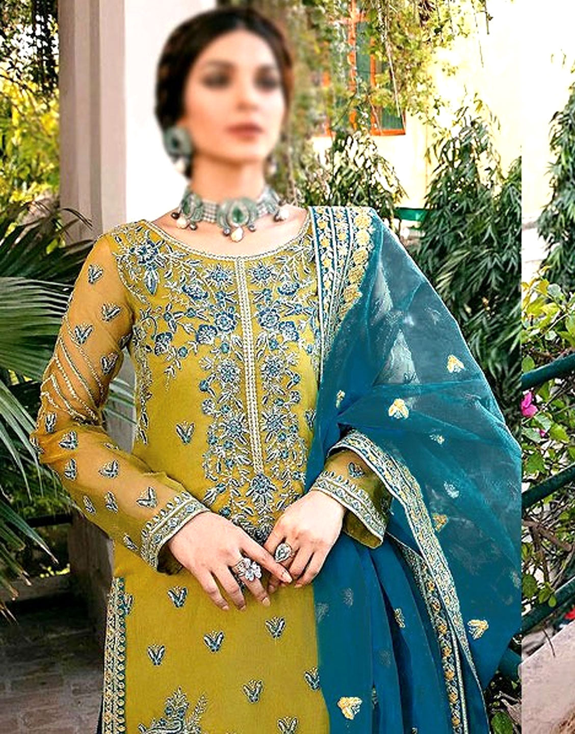Elegant Embroidered Organza Party Wear Dress
