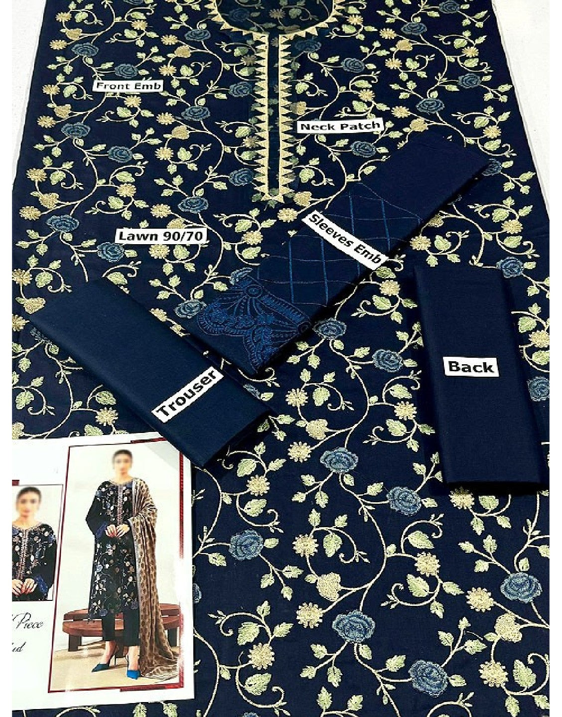 Elegant 2-Piece Heavy Embroidered Lawn Dress