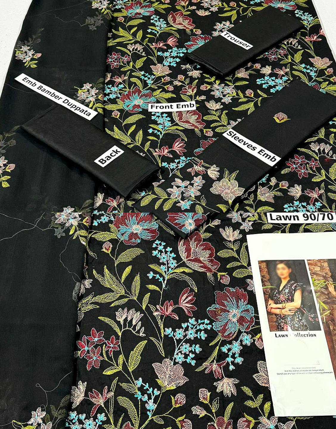 Luxury Embroidered Lawn Dress with Bamber Chiffon Dupatta
