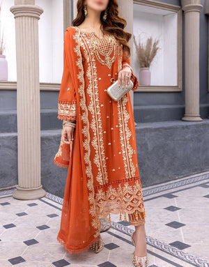 Heavy Embroidered Lawn Suit 2024 with Bamber Chiffon Dupatta