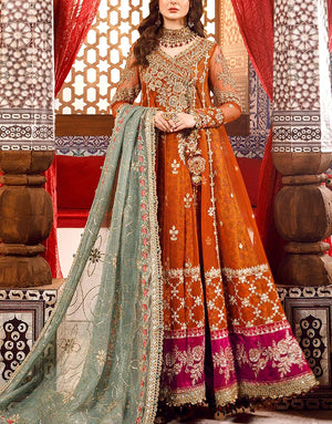 Luxury Handwork Heavy Embroidered Net Bridal Maxi Dress 