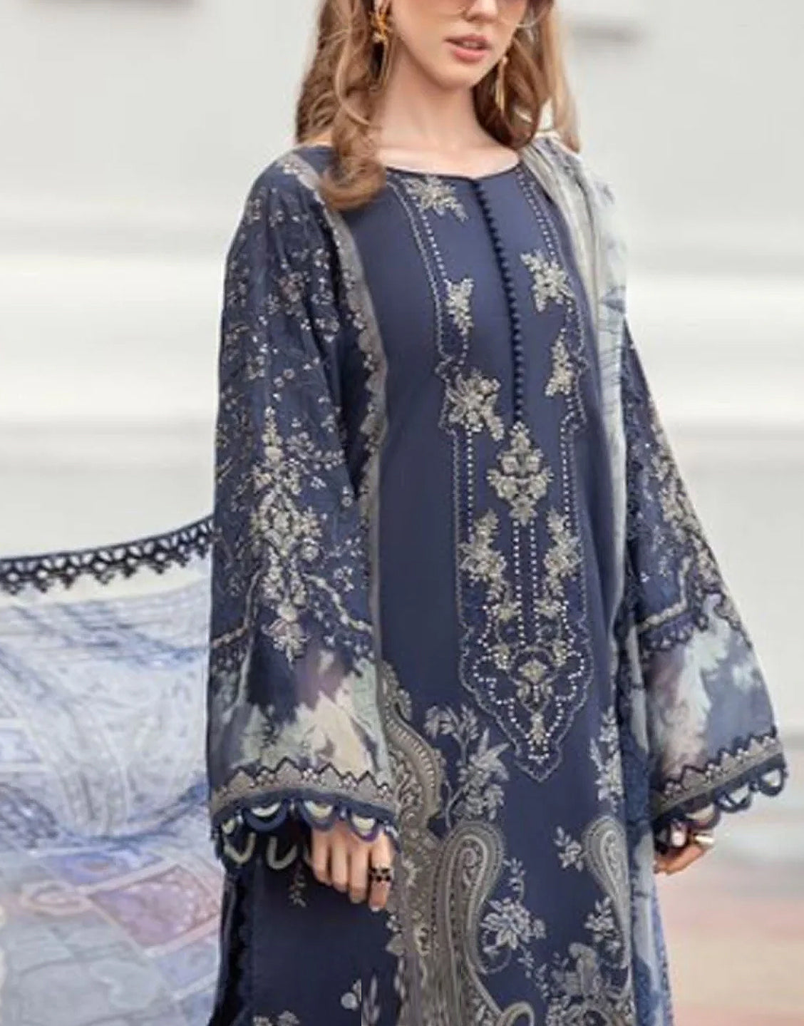 Embroidered Lawn Dress with Chiffon Dupatta - Out of Stock