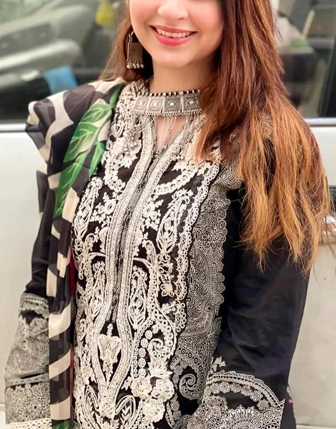 Embroidered Lawn Suit with Chiffon Dupatta - Out of Stock