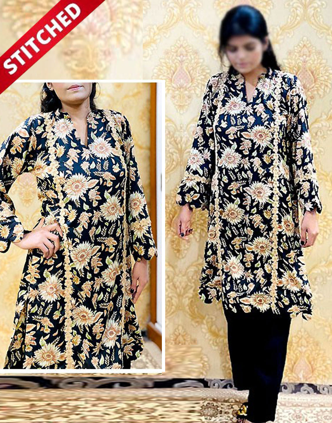 Ready-to-Wear Sunflower Print 2-Piece Lawn Dress