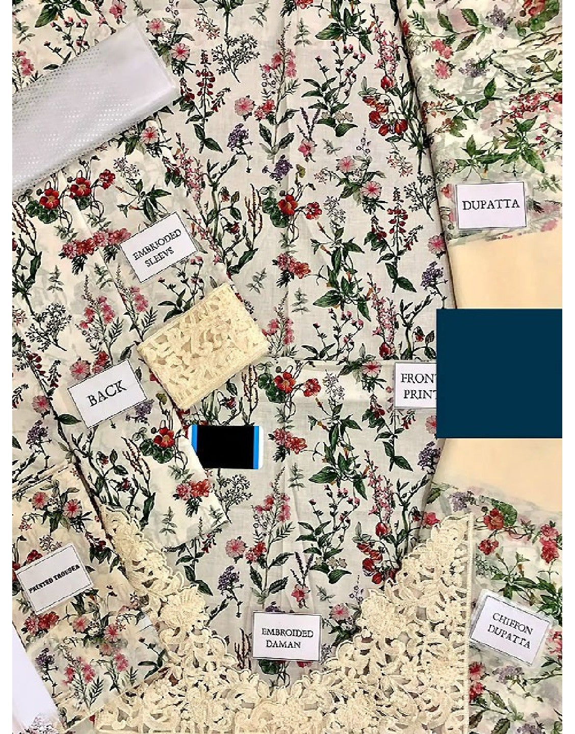 Elegant Embroidered Lawn Dress with Chiffon Dupatta