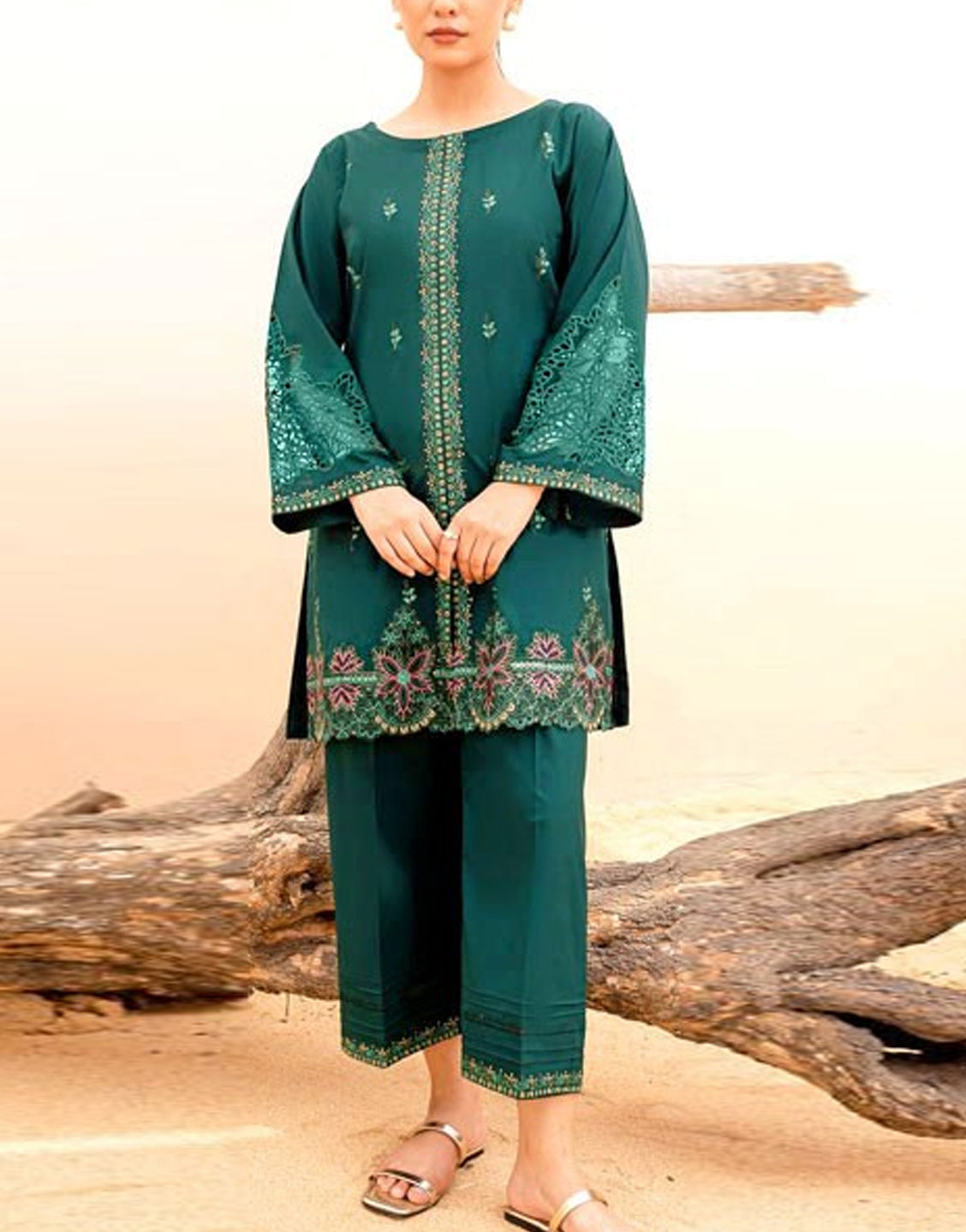 Elegant 2-Piece Embroidered Lawn Dress 