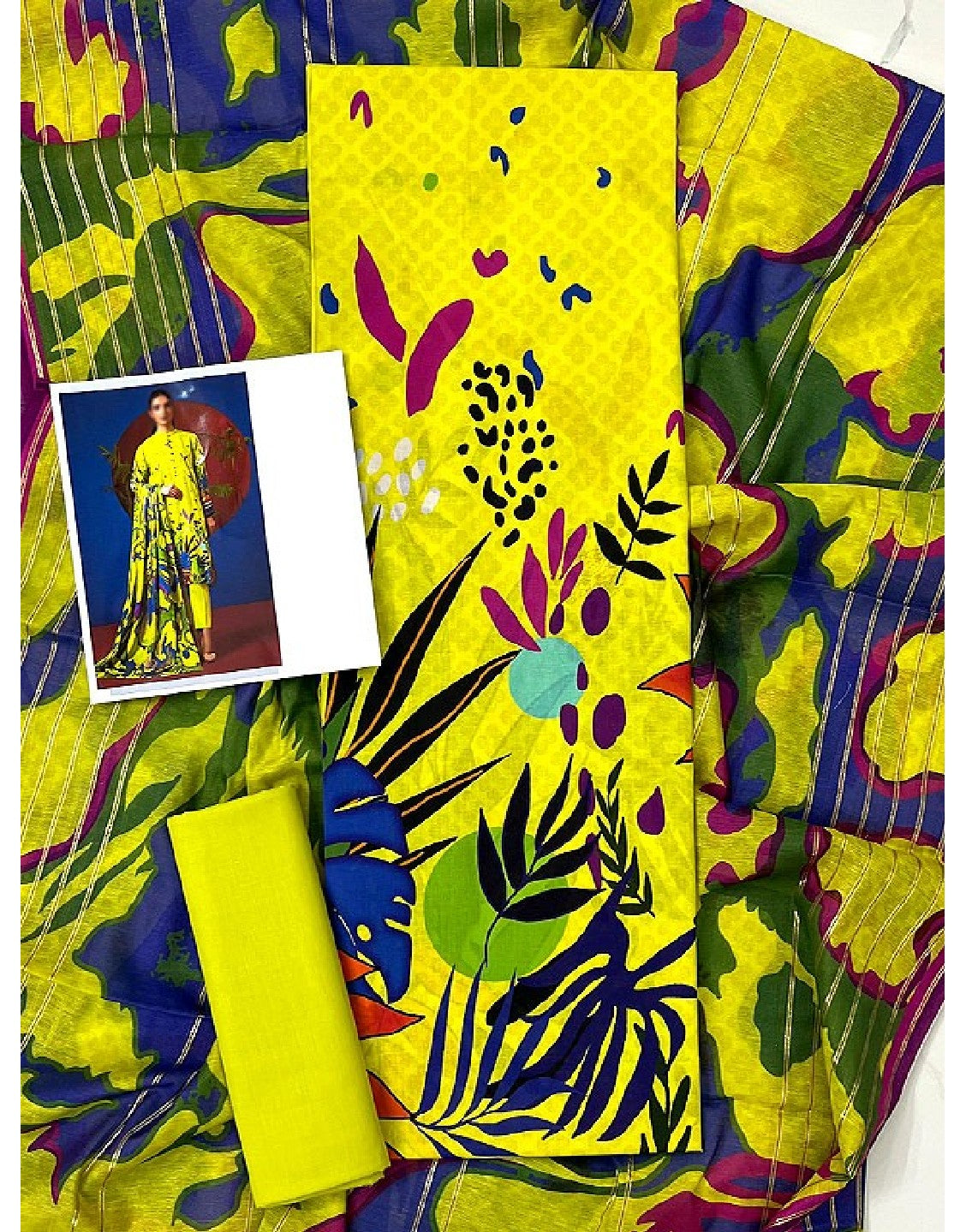Digital Print Lawn Suit with Diamond Voil Dupatta