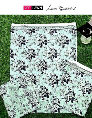 Digital Floral Print 2-Piece Lawn Dress 