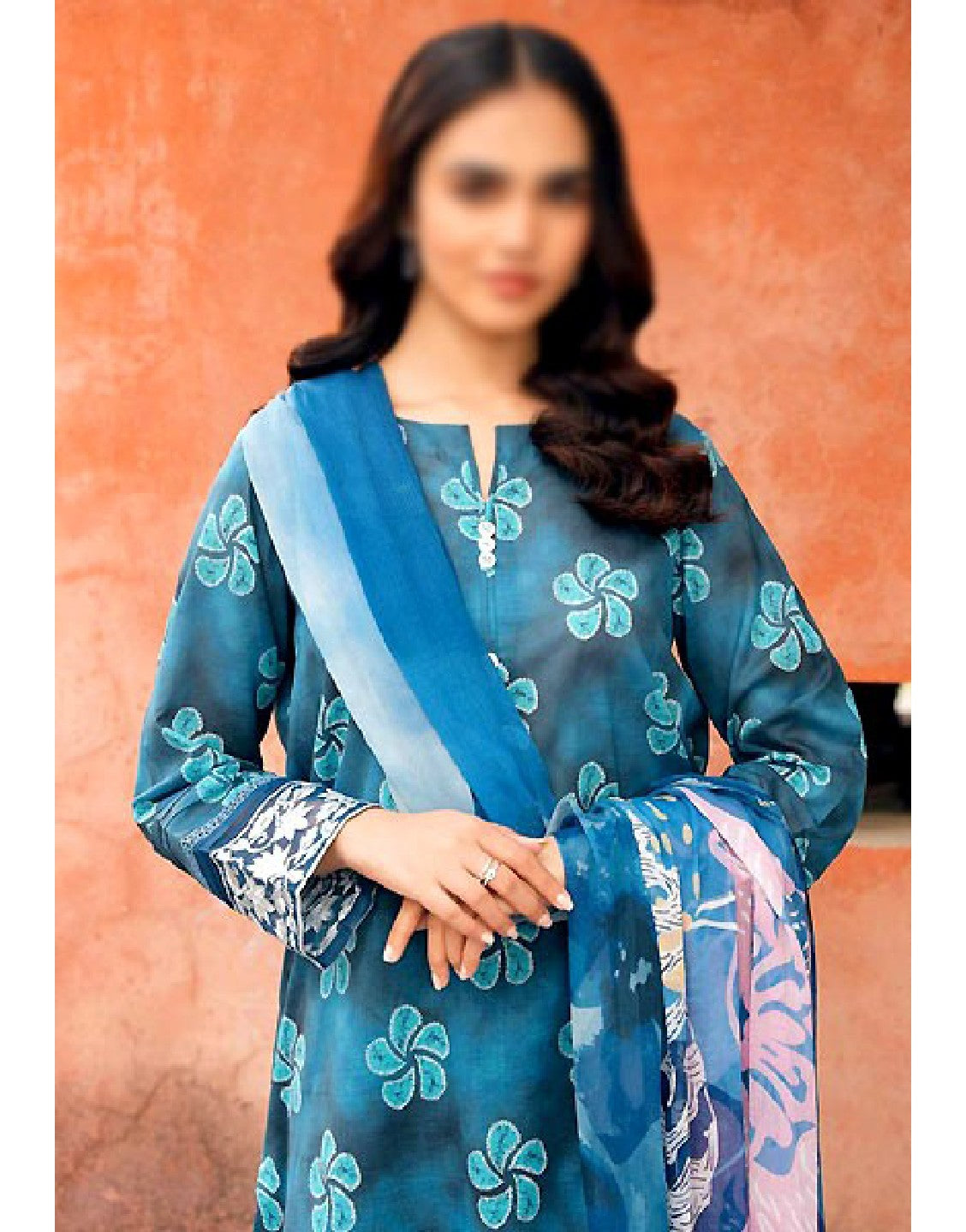 Heavy Embroidered Lawn Dress with Chiffon Dupatta