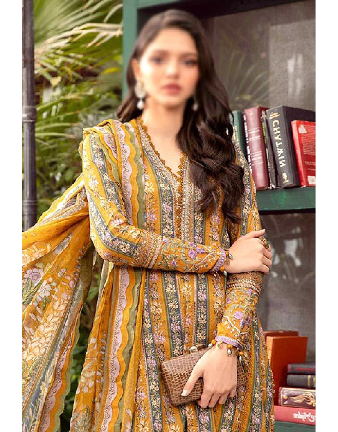 All-Over Print Embroidered Lawn Dress with Chiffon Dupatta