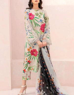 Digital Print Embroidered Lawn Suit  with Silk Dupatta