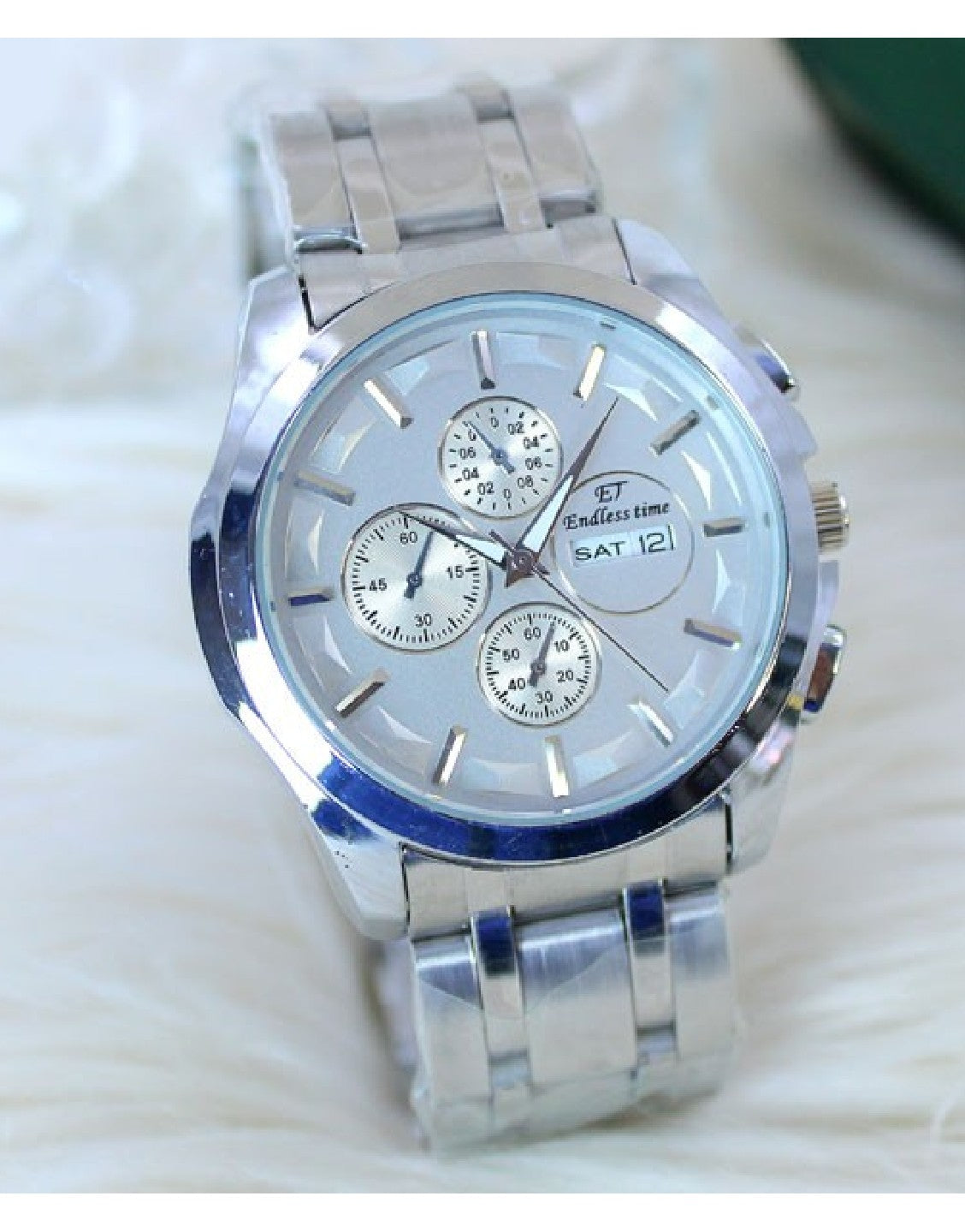 Endless Time Men's Day & Date Chain Watch - Silver