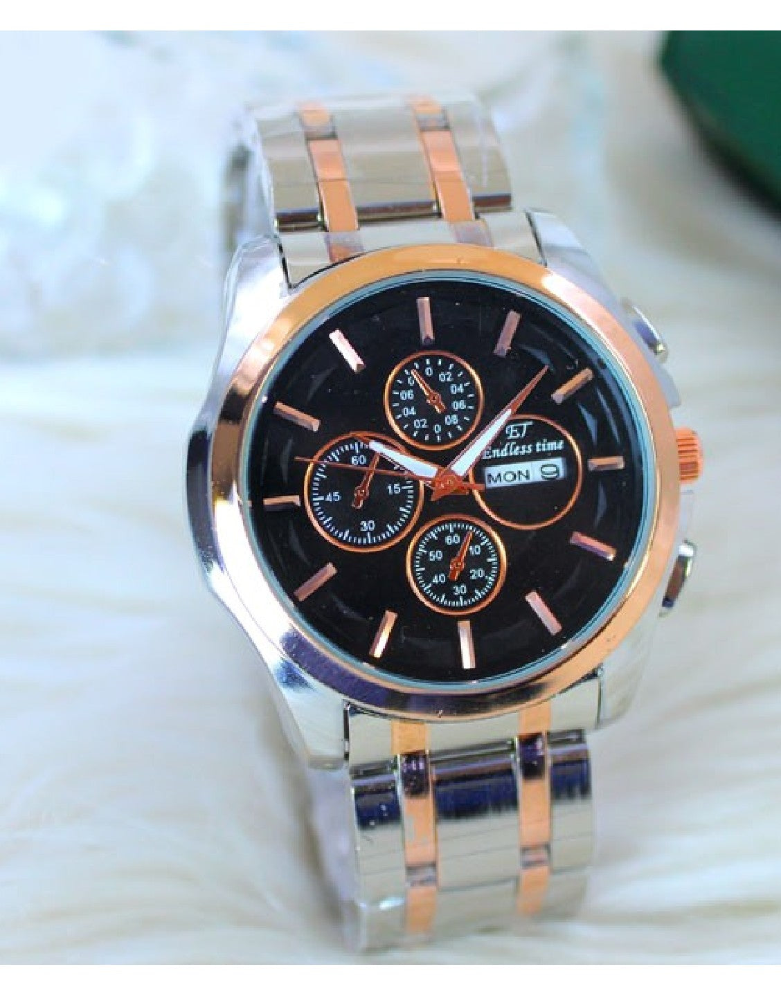 Endless Time Men's Day & Date Chain Watch - Two Tone