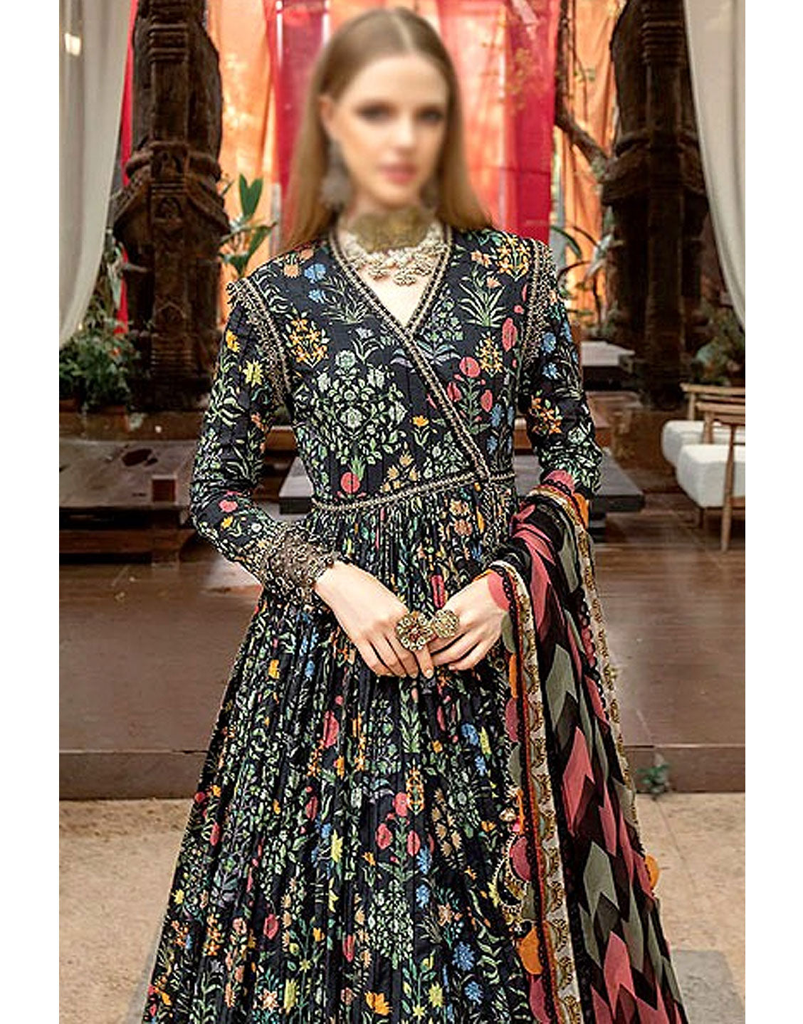 All-Over Print Embroidered Lawn Dress with Chiffon Dupatta