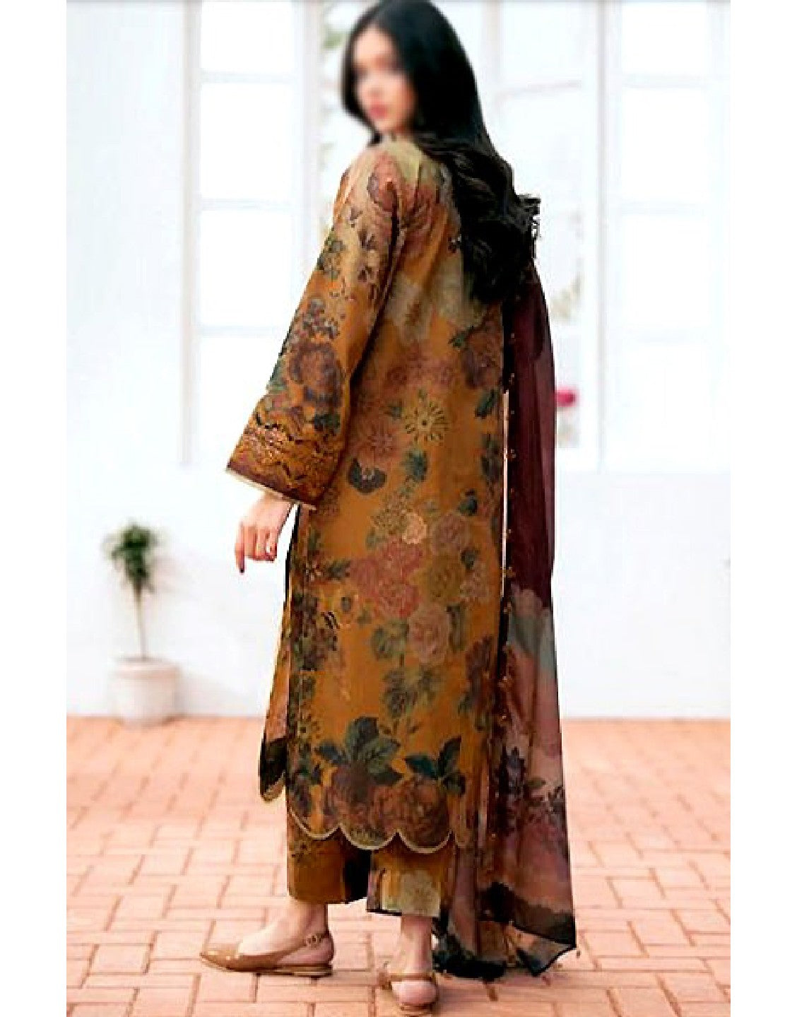 Digital All-Over Print Lawn Dress with Lawn Dupatta
