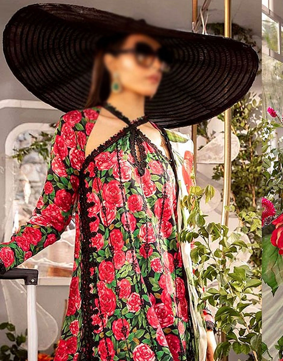 Embroidered EID Lawn Dress with Printed Chiffon Dupatta - Out of Stock