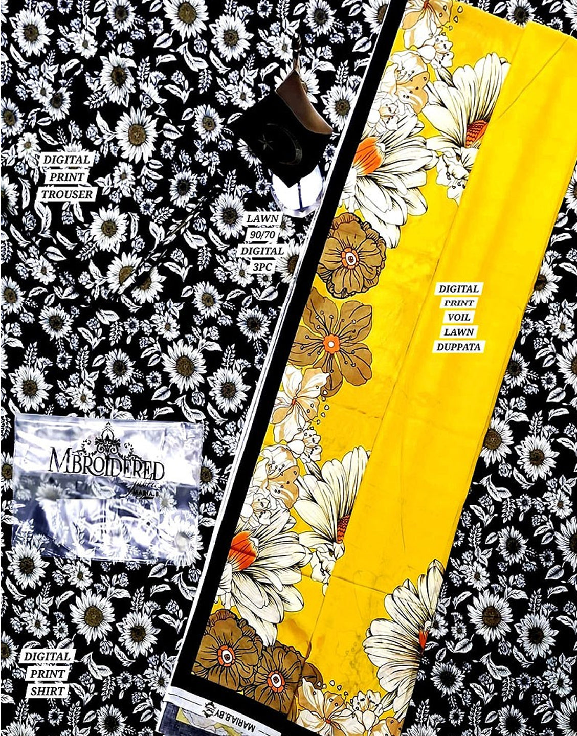 Digital All-Over Sunflower Print EID Lawn Suit with Voil Lawn Dupatta