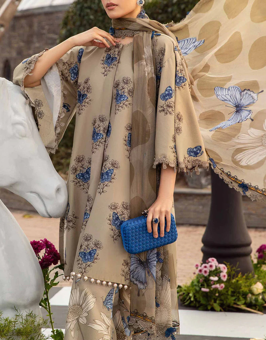 Digital All-Over Print Lawn Dress with Printed Chiffon Dupatta