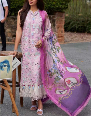 Luxury Heavy Schiffli Embroidered Lawn Dress  with Silk Dupatta