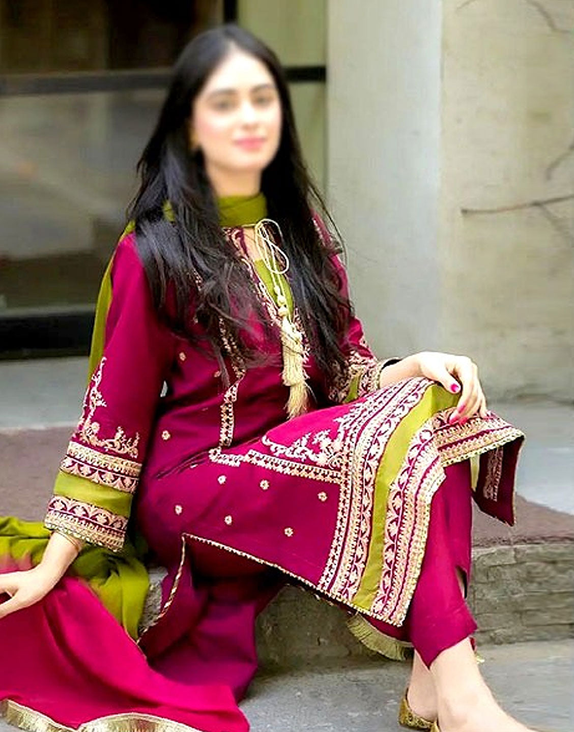 Fancy Embroidered Lawn Dress with Tie & Dye Diamond Dupatta