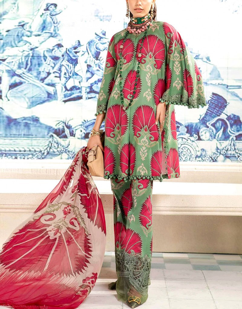 All-Over Print Embroidered Lawn Dress  with Chiffon Dupatta