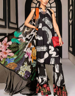 All-Over Print Embroidered Lawn Suit  with Chiffon Dupatta