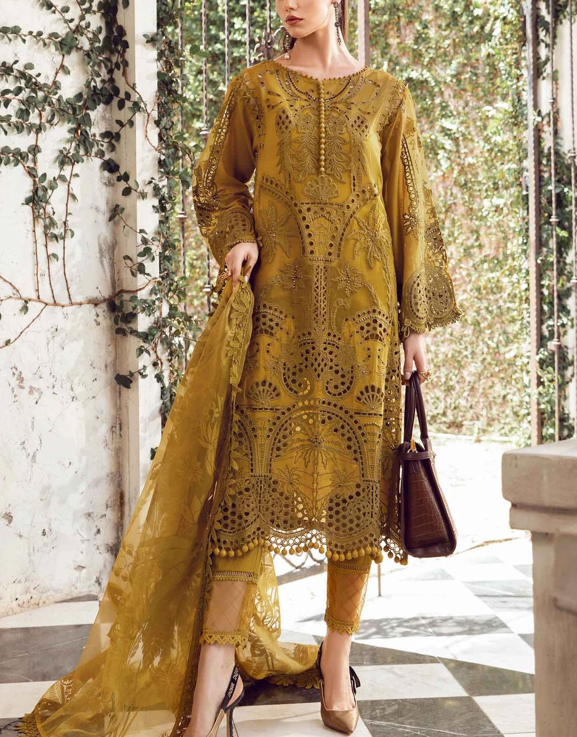 Maria B Unstitched Embroidered Lawn Suit | EL-24-08