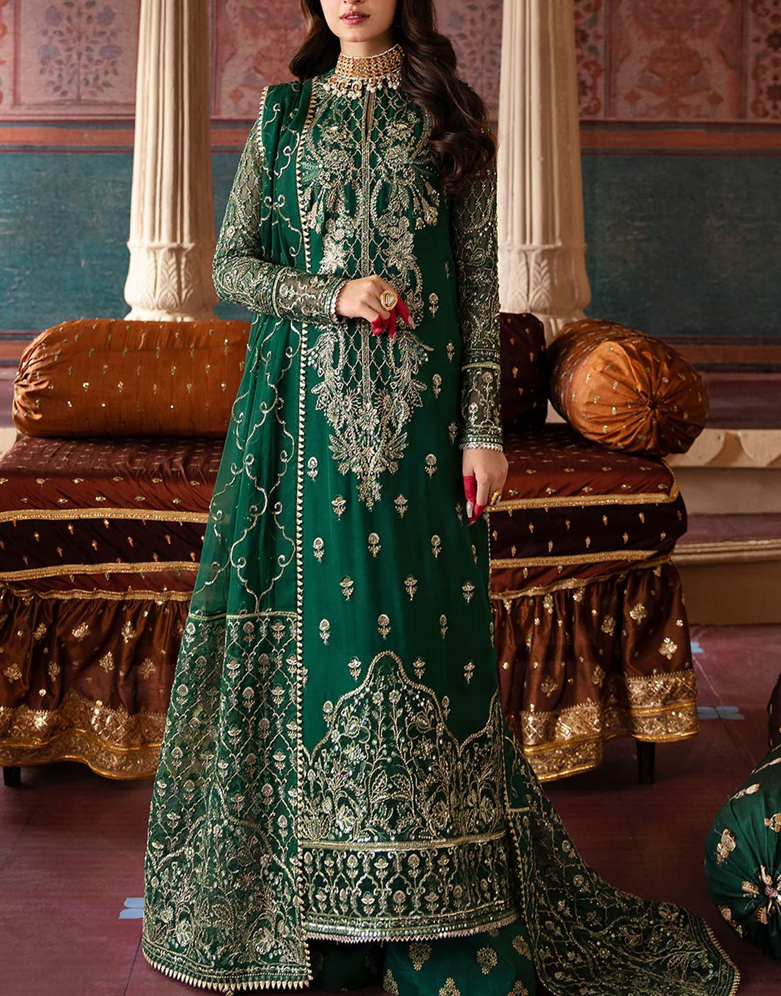 Afrozeh Shehnai Chiffon Wedding Formal Dress | 569-Dilsaz