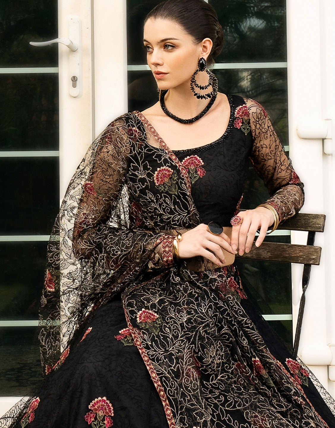 bareeze black dress A statement in black adorned with intricate festive detailing, every thread capturing luxury, vibrance, and elevated sophistication. SKU: BNL2674-Black #bareezeofficial #unstitched #summercollection26