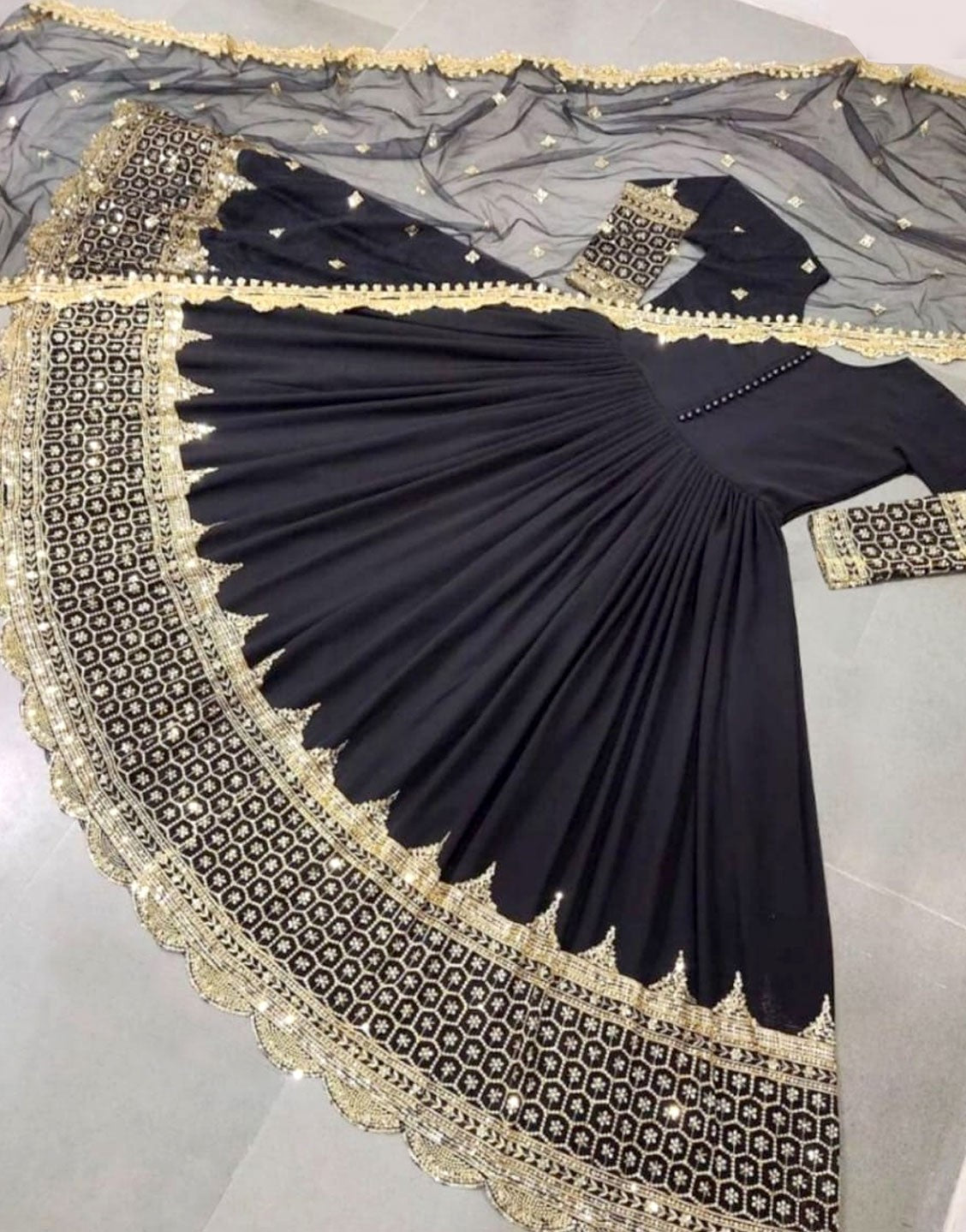 Readymade 3-Piece Embroidered Chiffon Maxi Dress