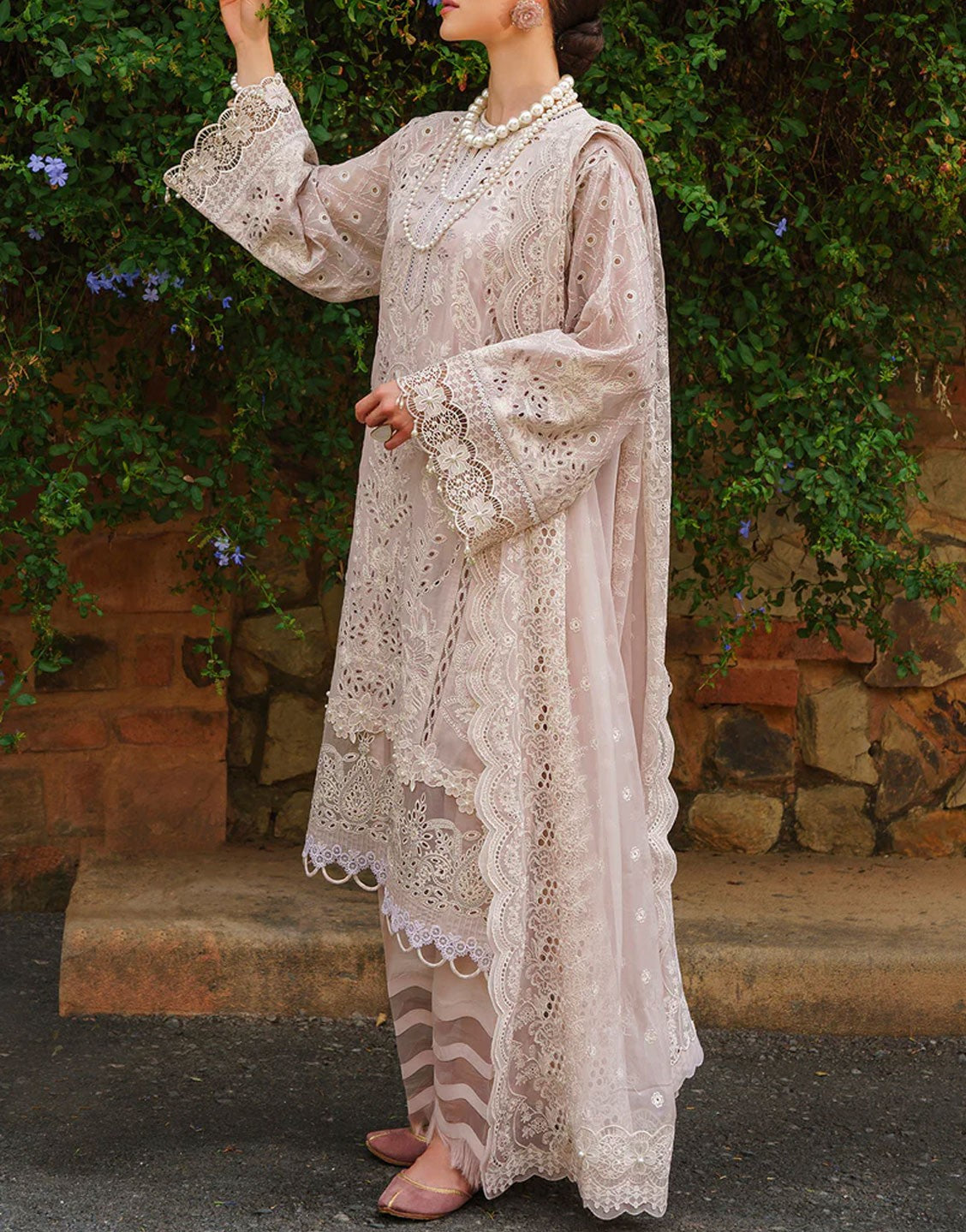 Baroque Luxury Schiffli Embroidered Swiss Lawn Dress | SL12-D03