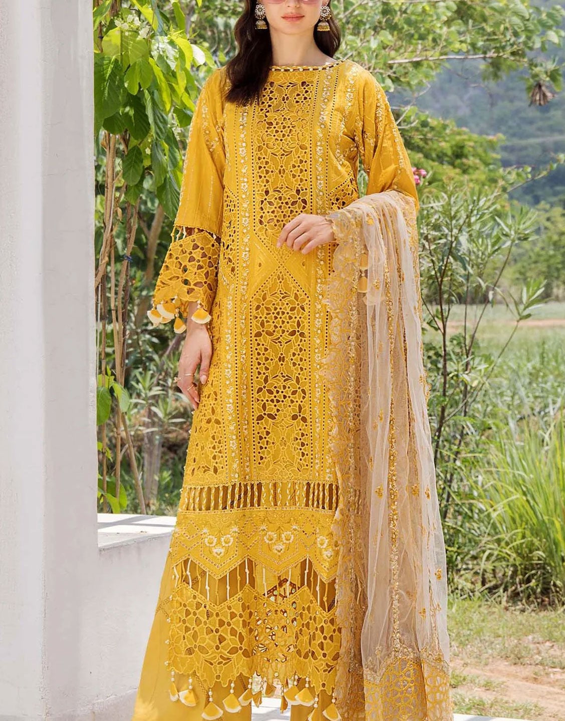 Adan's Libas Schiffli Embroidered Lawn Dress | Rarity Glance 7206