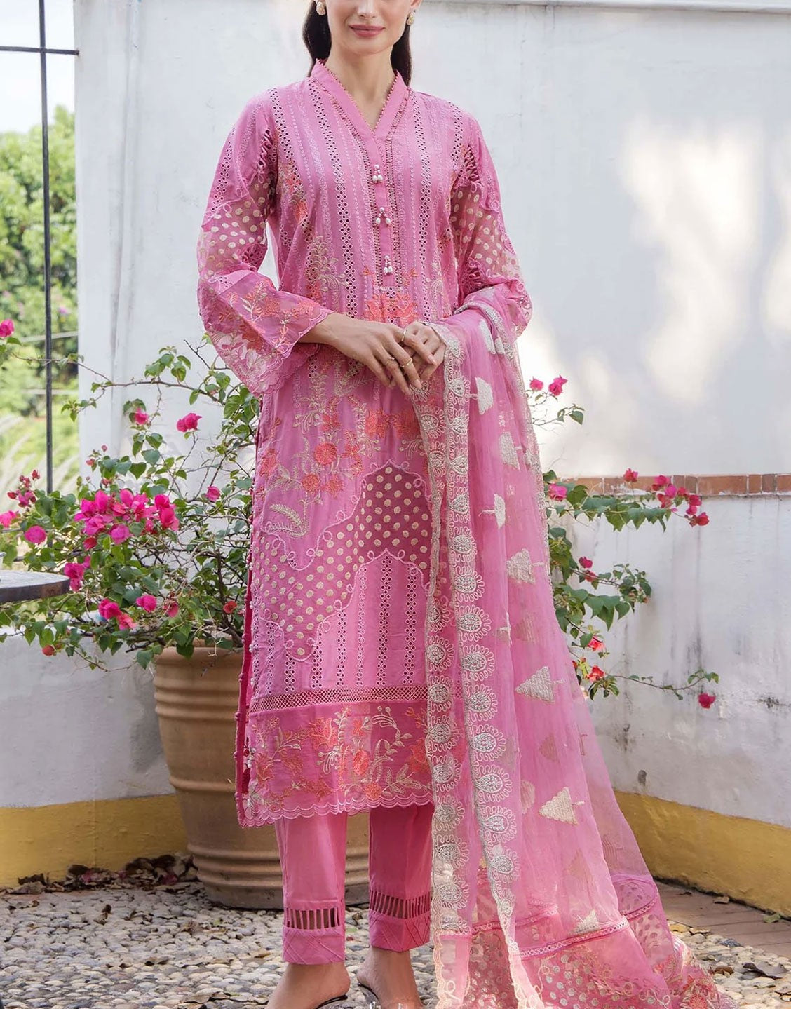 Adan's Libas Luxury Embroidered EID Lawn Dress | Adan's Lawn 7302