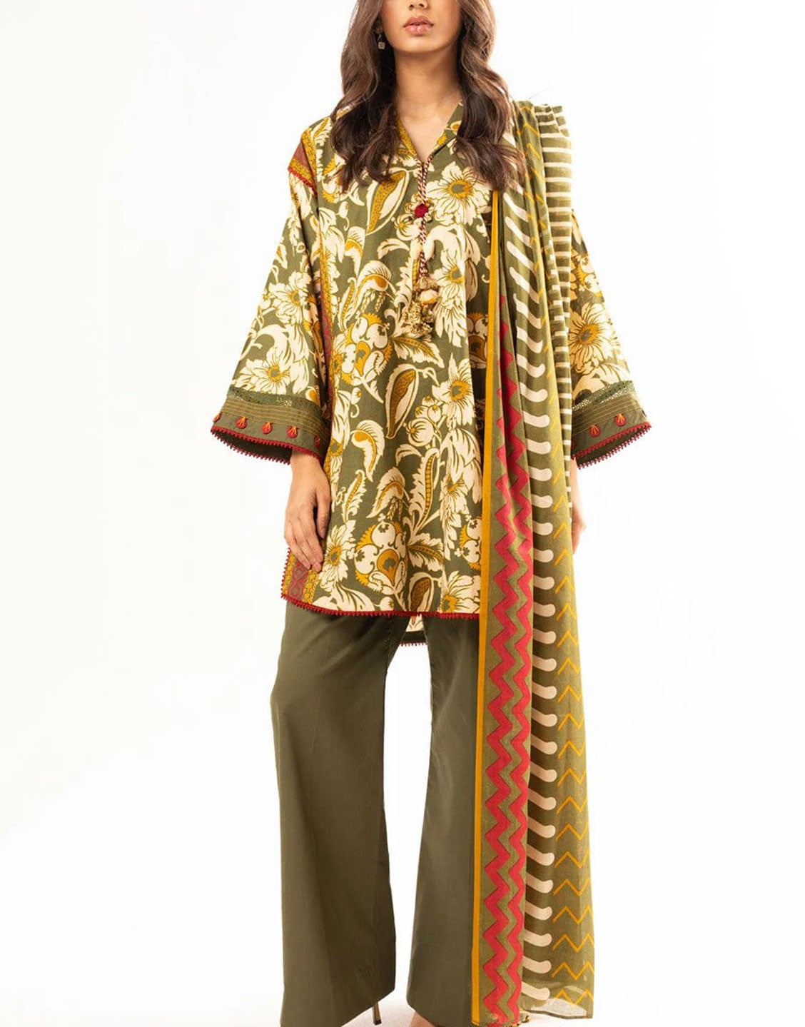 Al-Karam Printed Lawn Suit With Lawn Dupatta | SS-20-24-Green