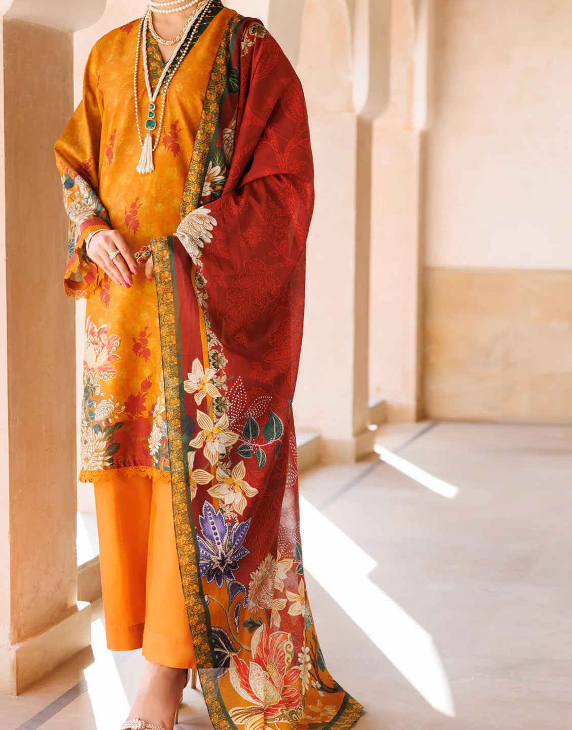 Almirah 3 Piece Stitched Lawn Collection | ALP-3PS-1974